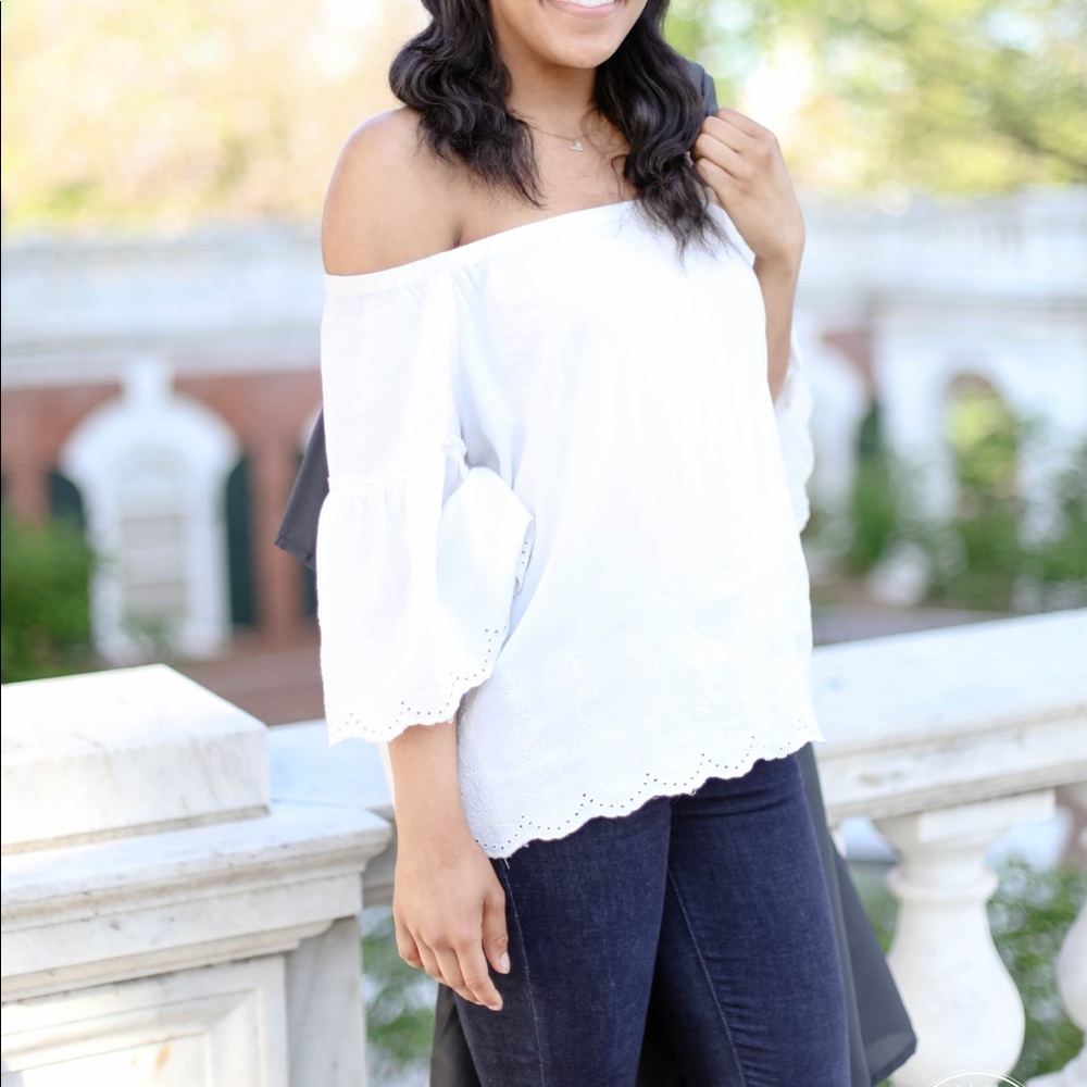 Loft Eyelet Off-Shoulder Top